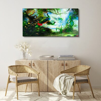 Tableau imprimé sur toile Le monde mystérieux des oiseaux paons