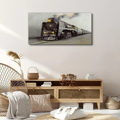 Tableau toile imprimée Une locomotive à vapeur en route vers le passé