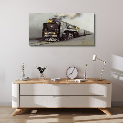 Tableau toile imprimée Une locomotive à vapeur en route vers le passé