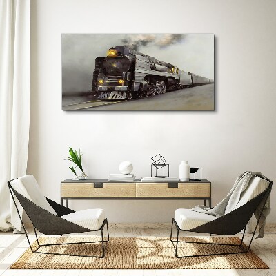 Tableau toile imprimée Une locomotive à vapeur en route vers le passé