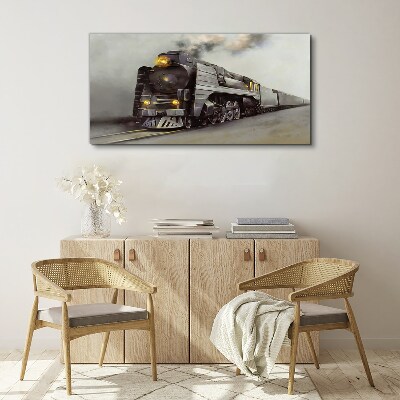 Tableau toile imprimée Une locomotive à vapeur en route vers le passé