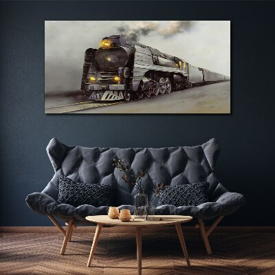 Tableau toile imprimée Une locomotive à vapeur en route vers le passé