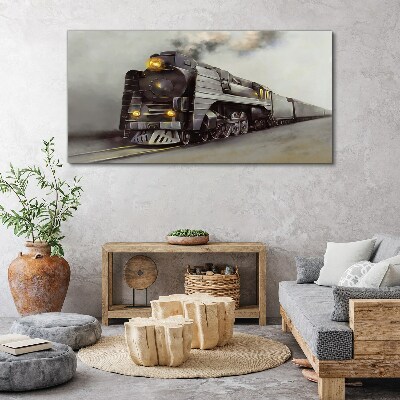 Tableau toile imprimée Une locomotive à vapeur en route vers le passé