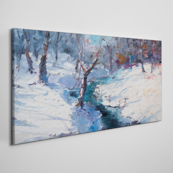 Tableau toile imprimée Paysage d'hiver avec une rivière