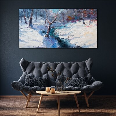 Tableau toile imprimée Paysage d'hiver avec une rivière