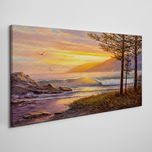 Tableau imprimé sur toile Coucher de soleil sur le bord de mer