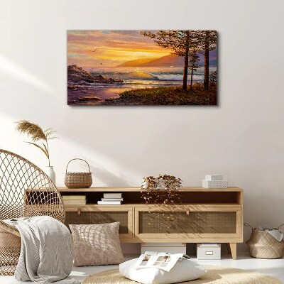 Tableau imprimé sur toile Coucher de soleil sur le bord de mer