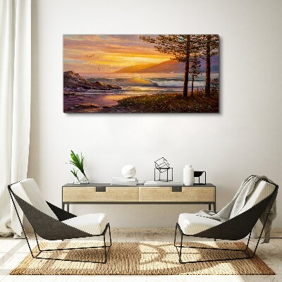 Tableau imprimé sur toile Coucher de soleil sur le bord de mer