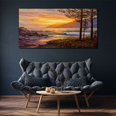 Tableau imprimé sur toile Coucher de soleil sur le bord de mer