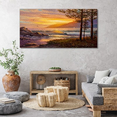 Tableau imprimé sur toile Coucher de soleil sur le bord de mer