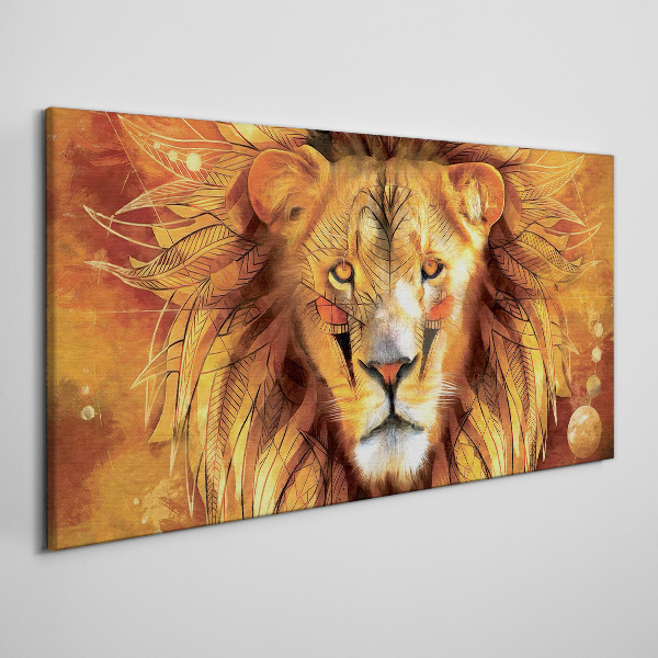 Tableau toile imprimée Lion en majesté dorée
