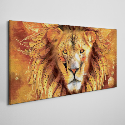 Tableau toile imprimée Lion en majesté dorée