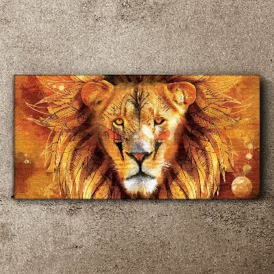 Tableau toile imprimée Lion en majesté dorée