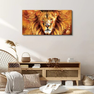 Tableau toile imprimée Lion en majesté dorée