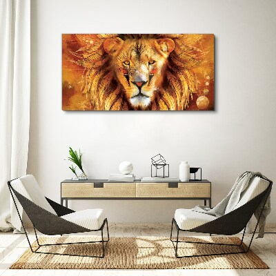 Tableau toile imprimée Lion en majesté dorée