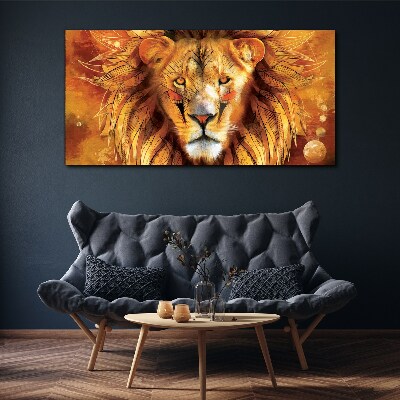 Tableau toile imprimée Lion en majesté dorée