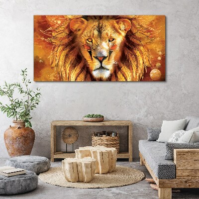 Tableau toile imprimée Lion en majesté dorée