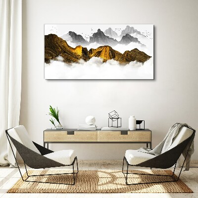 Tableau imprimé sur toile Des montagnes dorées dans les nuages
