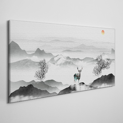 Tableau sur toile Un paysage paisible avec un cerf