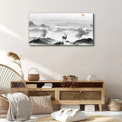 Tableau sur toile Un paysage paisible avec un cerf