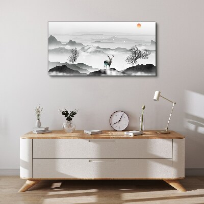 Tableau sur toile Un paysage paisible avec un cerf