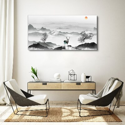 Tableau sur toile Un paysage paisible avec un cerf