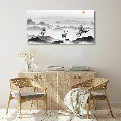 Tableau sur toile Un paysage paisible avec un cerf