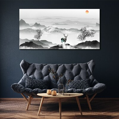 Tableau sur toile Un paysage paisible avec un cerf