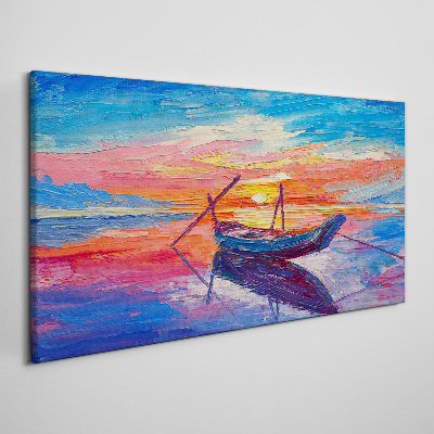 Tableau sur toile Coucher de soleil sur une eau calme