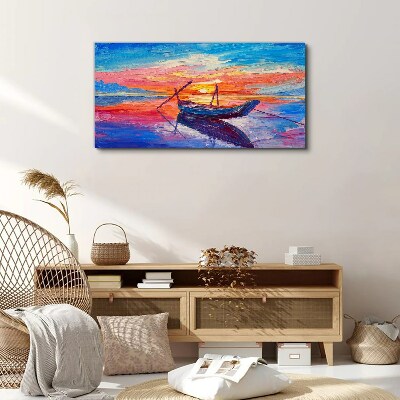 Tableau sur toile Coucher de soleil sur une eau calme