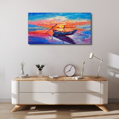 Tableau sur toile Coucher de soleil sur une eau calme