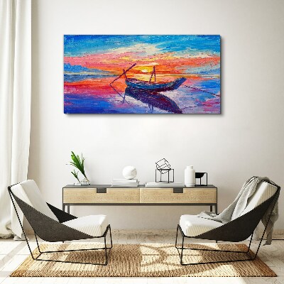 Tableau sur toile Coucher de soleil sur une eau calme