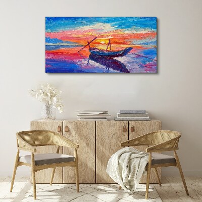 Tableau sur toile Coucher de soleil sur une eau calme