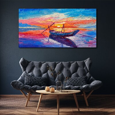 Tableau sur toile Coucher de soleil sur une eau calme