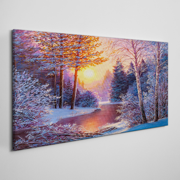 Tableau imprimé sur toile Crépuscule d'hiver sur la rivière