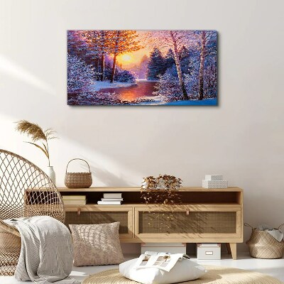 Tableau imprimé sur toile Crépuscule d'hiver sur la rivière