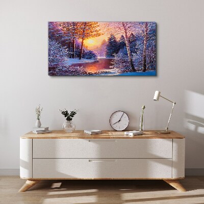 Tableau imprimé sur toile Crépuscule d'hiver sur la rivière