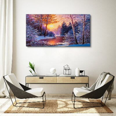 Tableau imprimé sur toile Crépuscule d'hiver sur la rivière