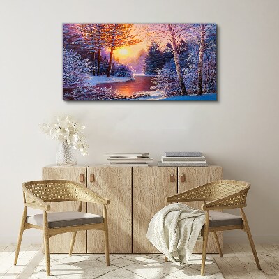 Tableau imprimé sur toile Crépuscule d'hiver sur la rivière