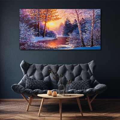 Tableau imprimé sur toile Crépuscule d'hiver sur la rivière