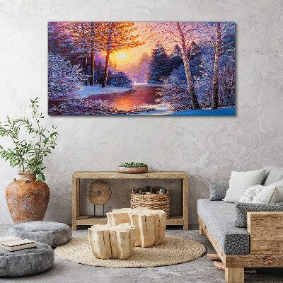 Tableau imprimé sur toile Crépuscule d'hiver sur la rivière