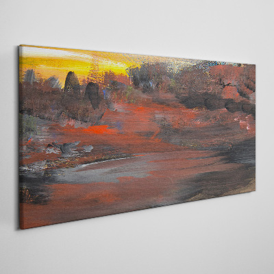 Tableau sur toile Coucher de soleil sur un paysage volcanique