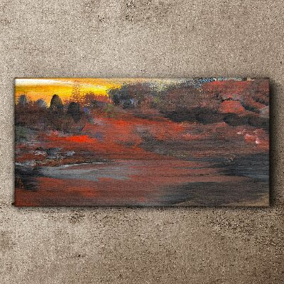 Tableau sur toile Coucher de soleil sur un paysage volcanique