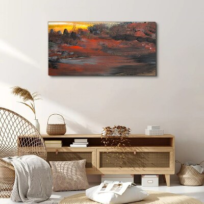 Tableau sur toile Coucher de soleil sur un paysage volcanique