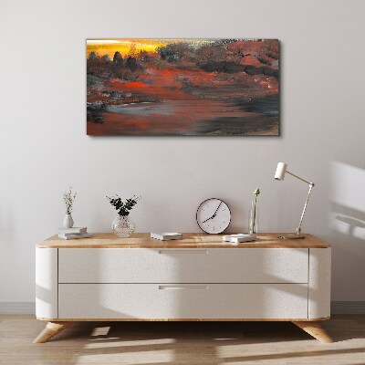 Tableau sur toile Coucher de soleil sur un paysage volcanique