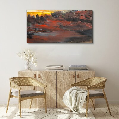 Tableau sur toile Coucher de soleil sur un paysage volcanique