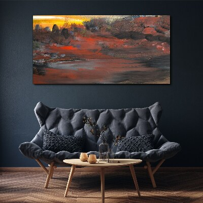 Tableau sur toile Coucher de soleil sur un paysage volcanique