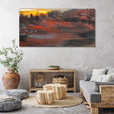 Tableau sur toile Coucher de soleil sur un paysage volcanique