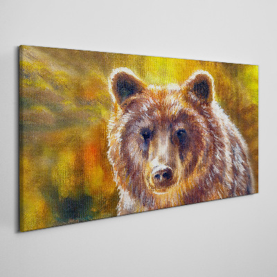 Tableau toile imprimée Le visage d'un ours aux tons dorés