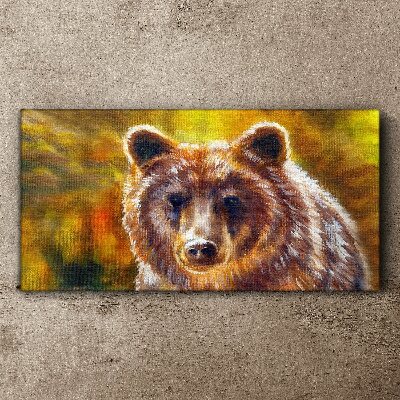 Tableau toile imprimée Le visage d'un ours aux tons dorés